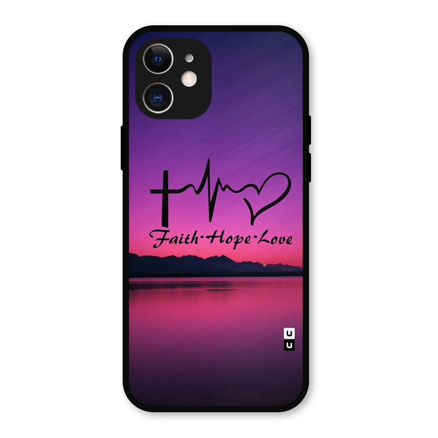 Faith Hope Love Evening Sky Metal Back Case for iPhone 12