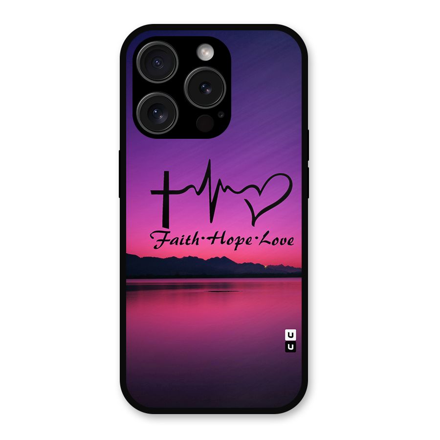 Faith Hope Love Evening Sky Metal Back Case for iPhone 15 Pro