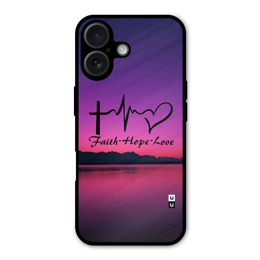 Faith Hope Love Evening Sky Metal Back Case for iPhone 16