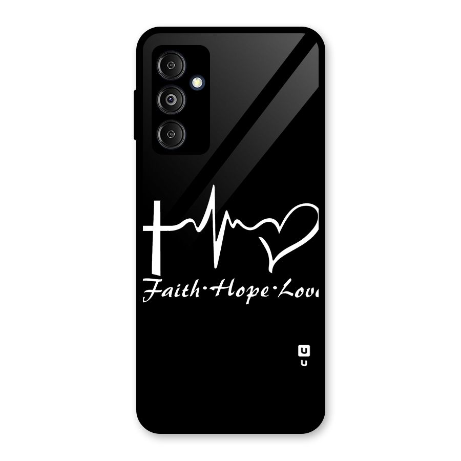 Faith Hope Love Heart Sign Glass Back Case for Galaxy M14 5G