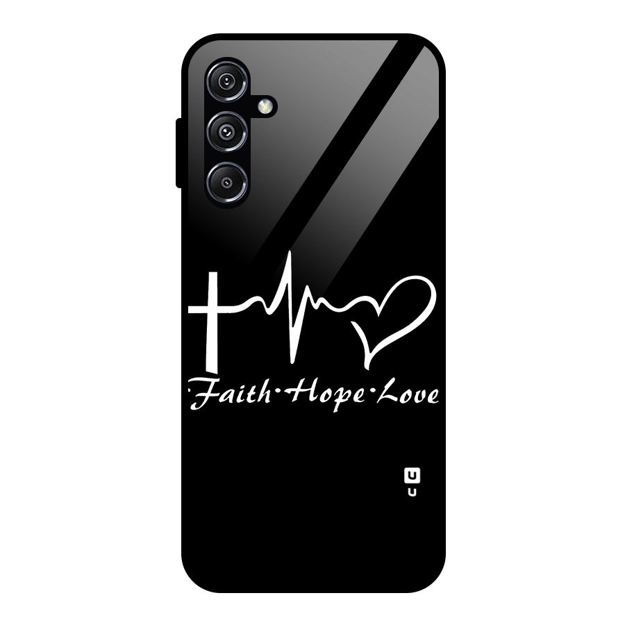 Faith Hope Love Heart Sign Glass Back Case for Galaxy M34 5G