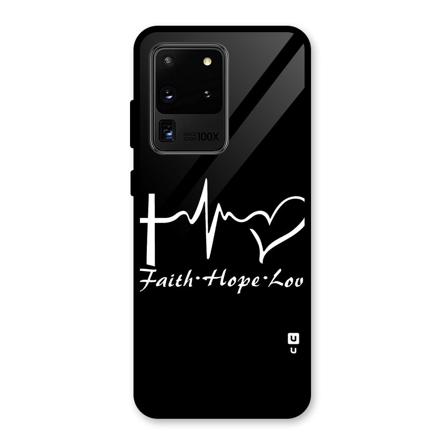 Faith Hope Love Heart Sign Glass Back Case for Galaxy S20 Ultra