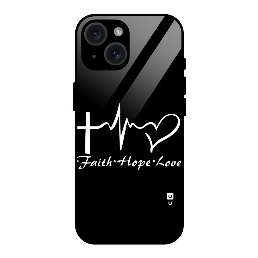 Faith Hope Love Heart Sign Glass Back Case for iPhone 15