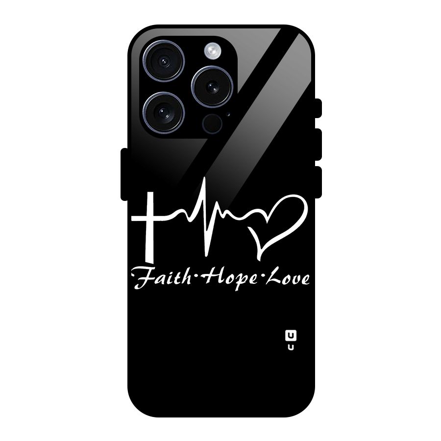 Faith Hope Love Heart Sign Glass Back Case for iPhone 15 Pro