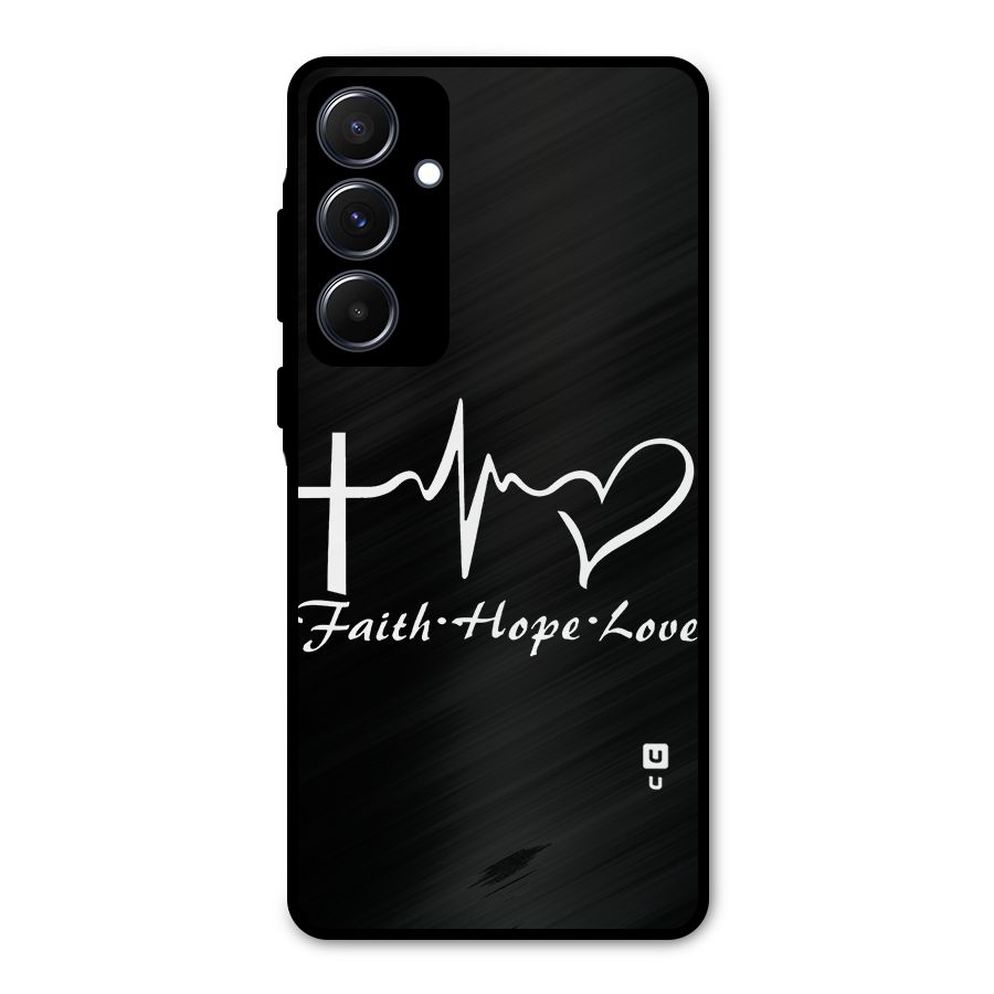 Faith Hope Love Heart Sign Metal Back Case for Galaxy A55