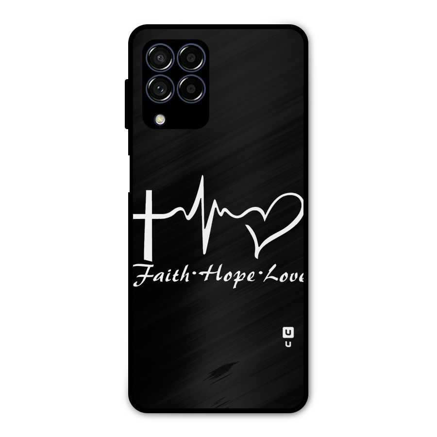 Faith Hope Love Heart Sign Metal Back Case for Galaxy M53 5G