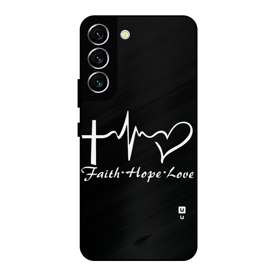 Faith Hope Love Heart Sign Metal Back Case for Galaxy S22 5G
