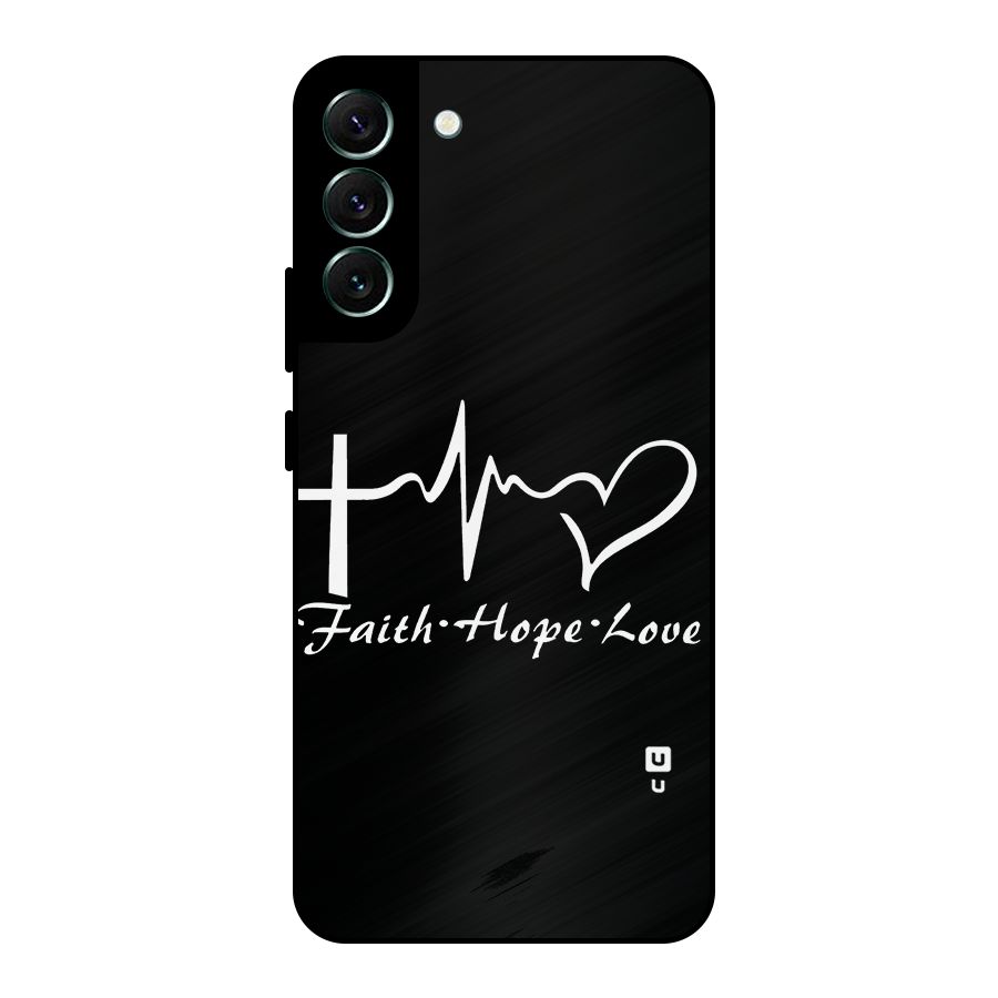 Faith Hope Love Heart Sign Metal Back Case for Galaxy S22 Plus 5G