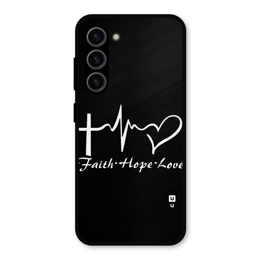 Faith Hope Love Heart Sign Metal Back Case for Galaxy S23