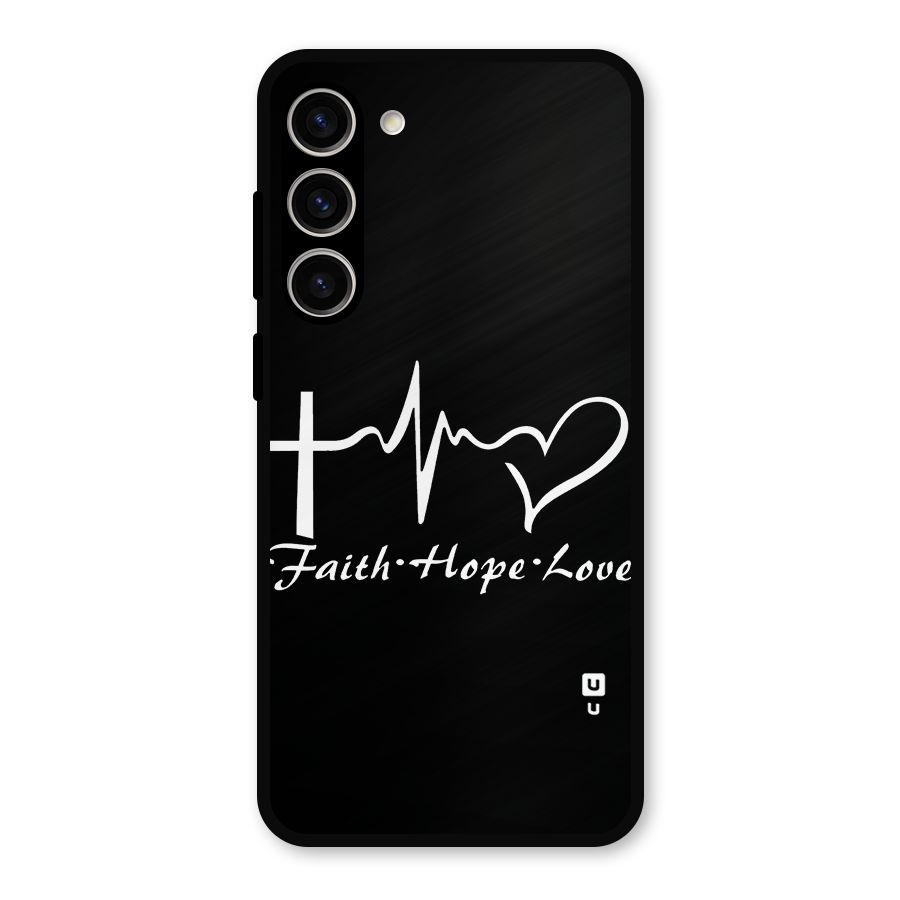 Faith Hope Love Heart Sign Metal Back Case for Galaxy S23 Plus
