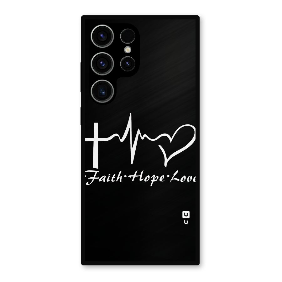Faith Hope Love Heart Sign Metal Back Case for Galaxy S23 Ultra