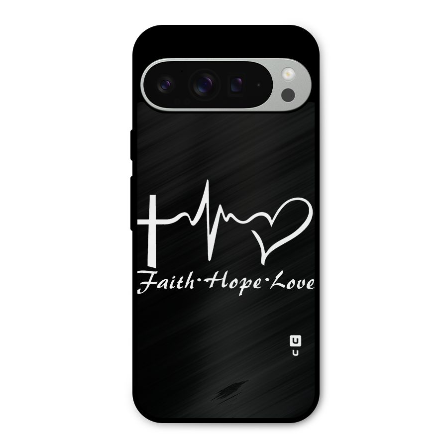 Faith Hope Love Heart Sign Metal Back Case for Google Pixel 9 Pro XL