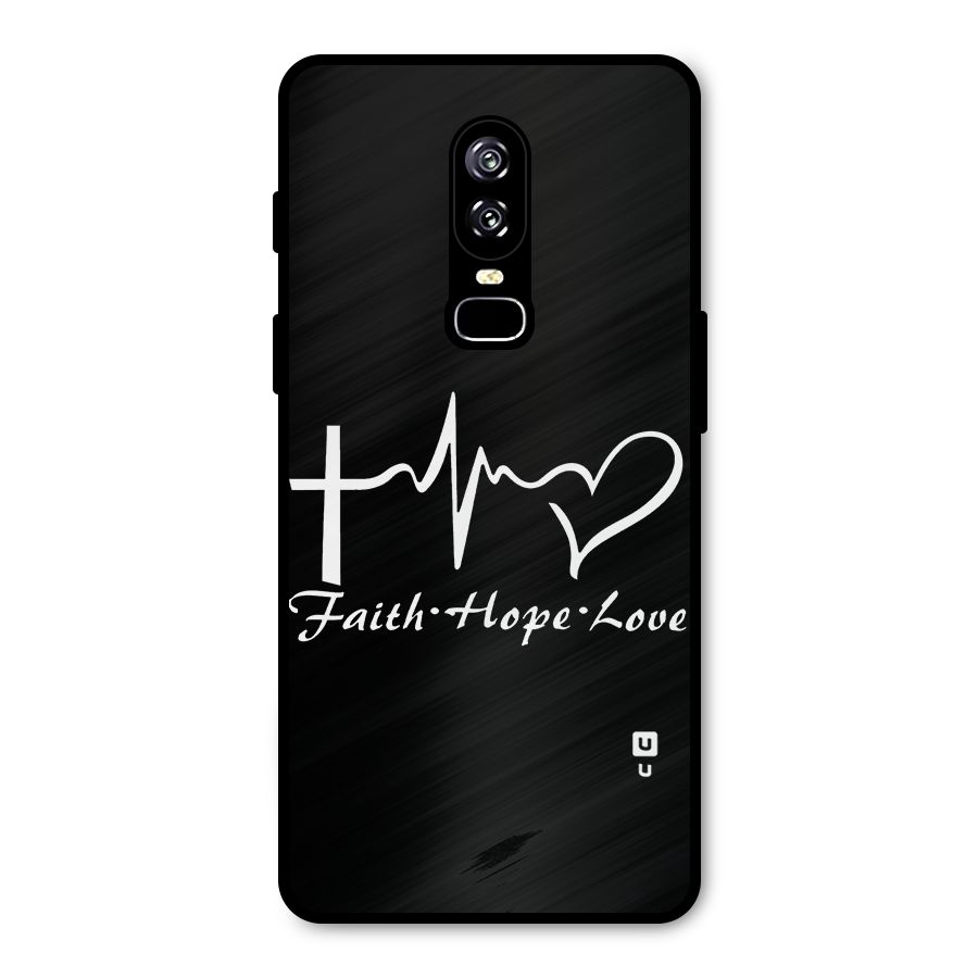 Faith Hope Love Heart Sign Metal Back Case for OnePlus 6