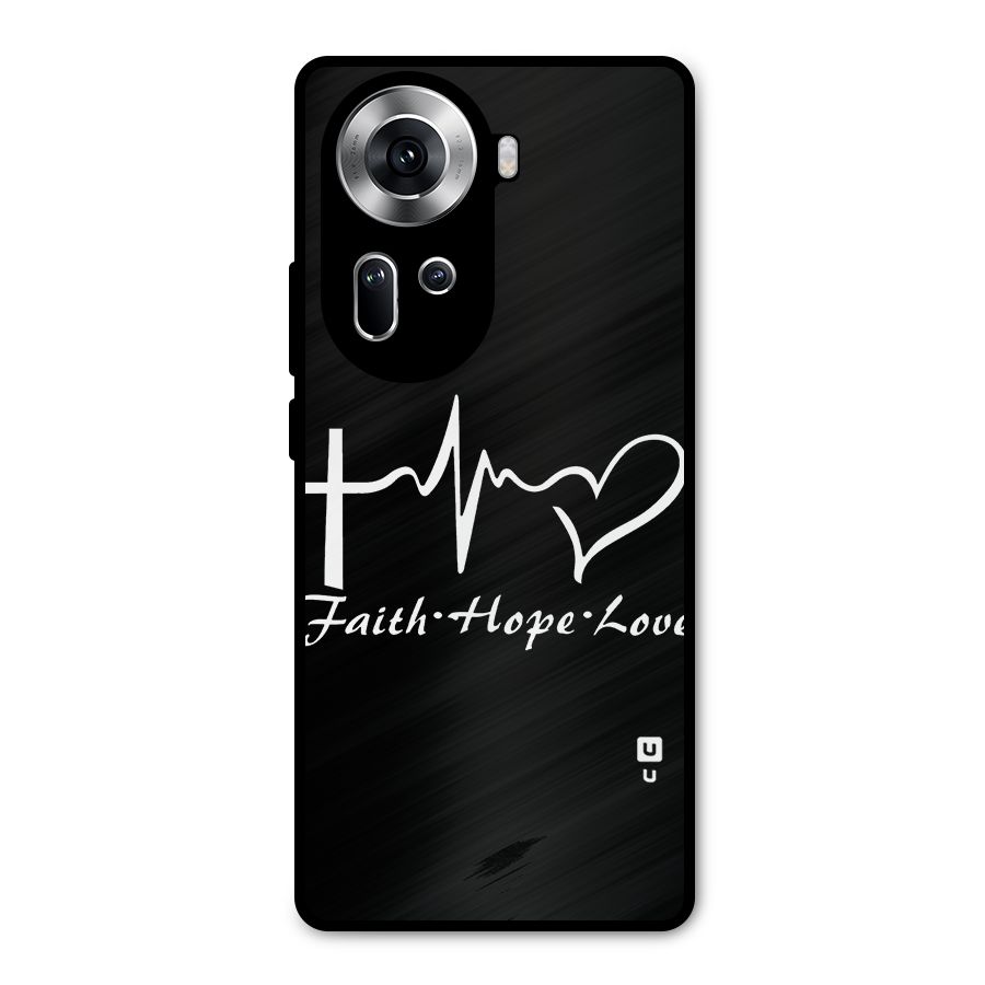 Faith Hope Love Heart Sign Metal Back Case for Oppo Reno11 5G
