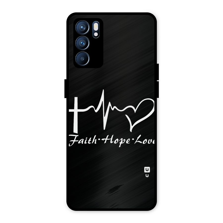 Faith Hope Love Heart Sign Metal Back Case for Oppo Reno6 5G