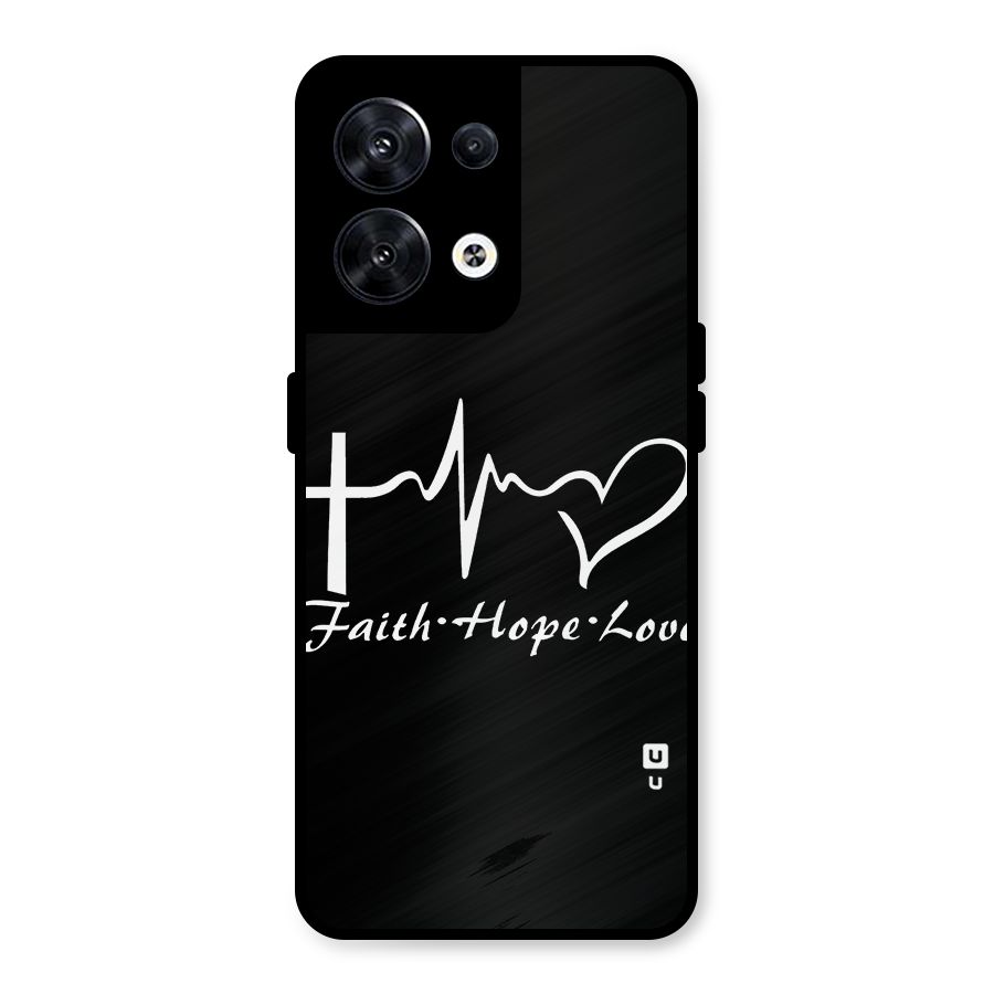 Faith Hope Love Heart Sign Metal Back Case for Oppo Reno8 5G