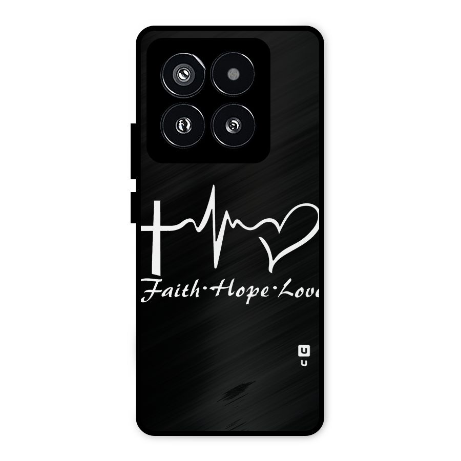 Faith Hope Love Heart Sign Metal Back Case for Xiaomi 14 Pro