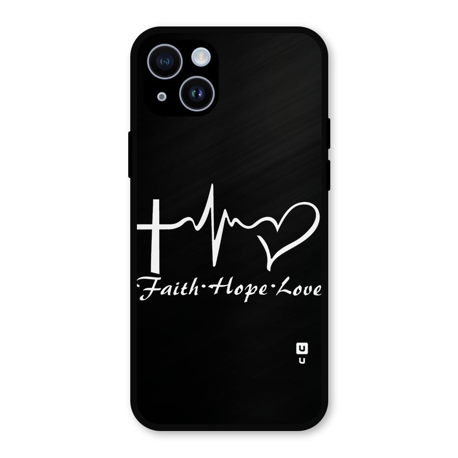 Faith Hope Love Heart Sign Metal Back Case for iPhone 14