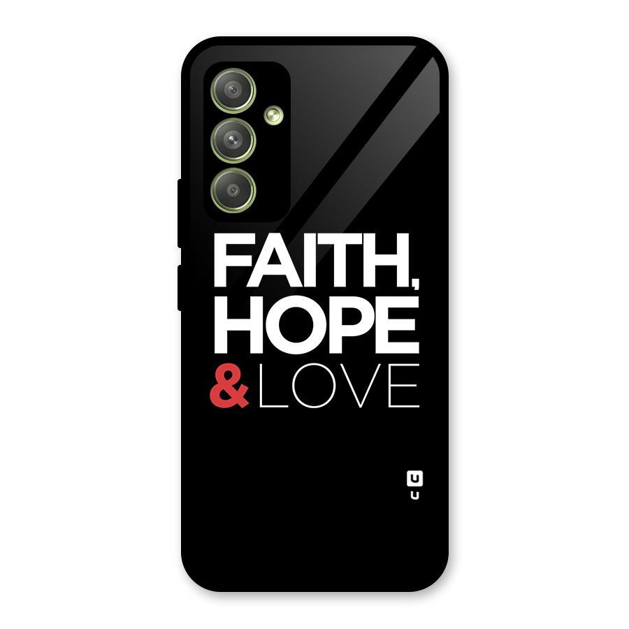 Faith Hope and Love Typography Glass Back Case for Galaxy A54