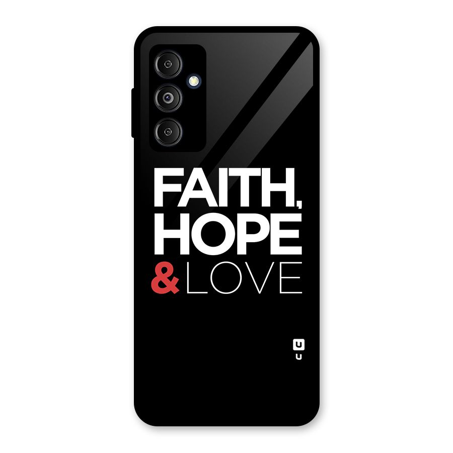 Faith Hope and Love Typography Glass Back Case for Galaxy M14 5G