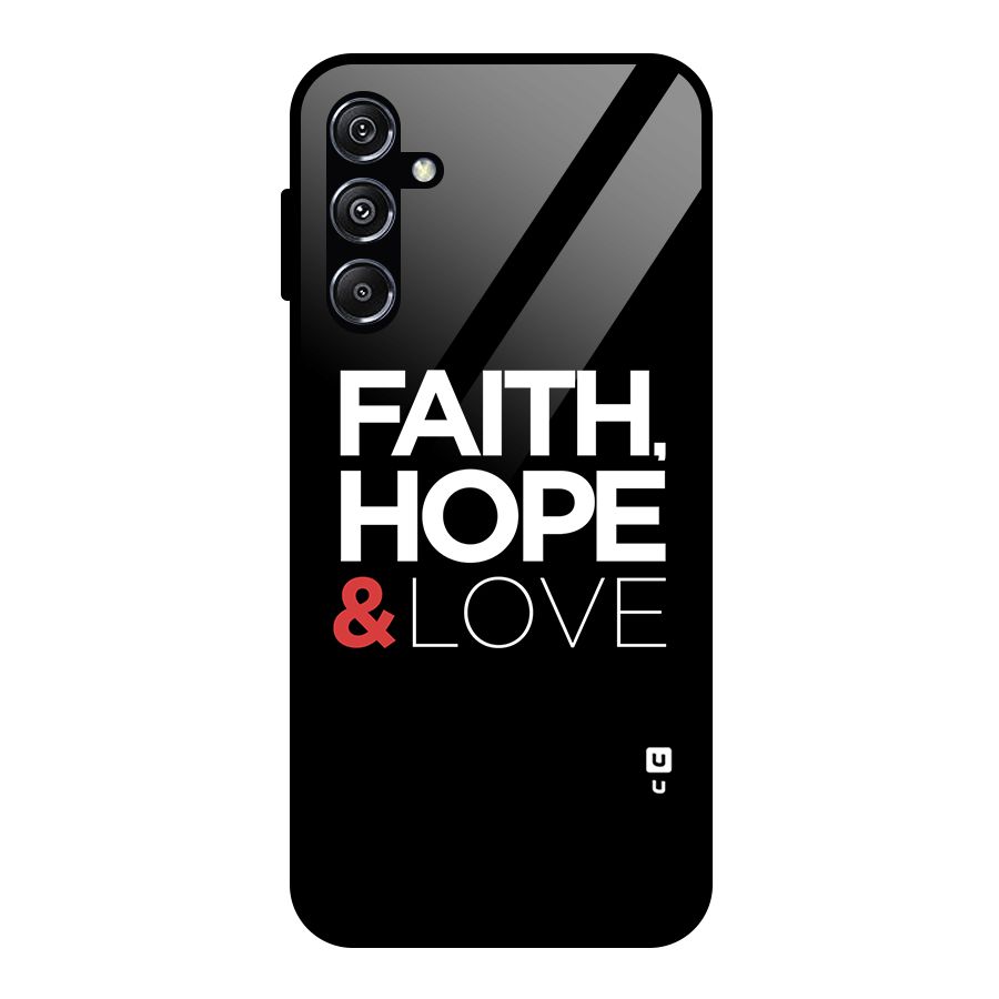 Faith Hope and Love Typography Glass Back Case for Galaxy M34 5G