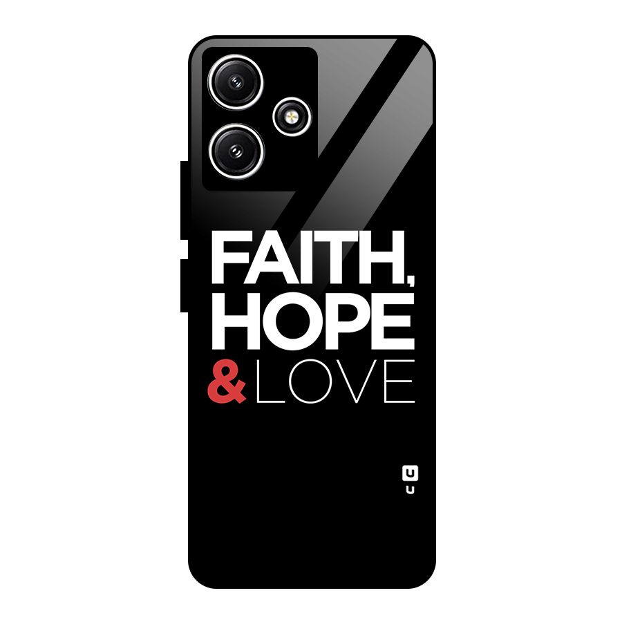 Faith Hope and Love Typography Glass Back Case for Redmi 12 5G