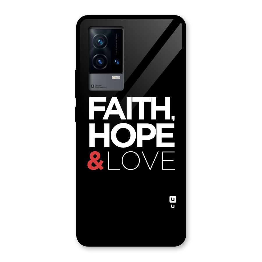 Faith Hope and Love Typography Glass Back Case for iQOO 9 5G