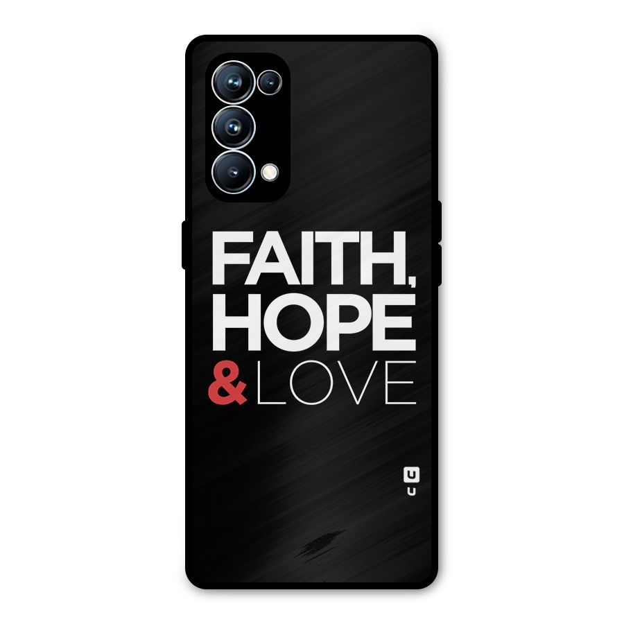 Faith Hope and Love Typography Metal Back Case for Oppo Reno5 Pro 5G