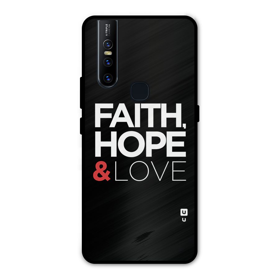 Faith Hope and Love Typography Metal Back Case for Vivo V15