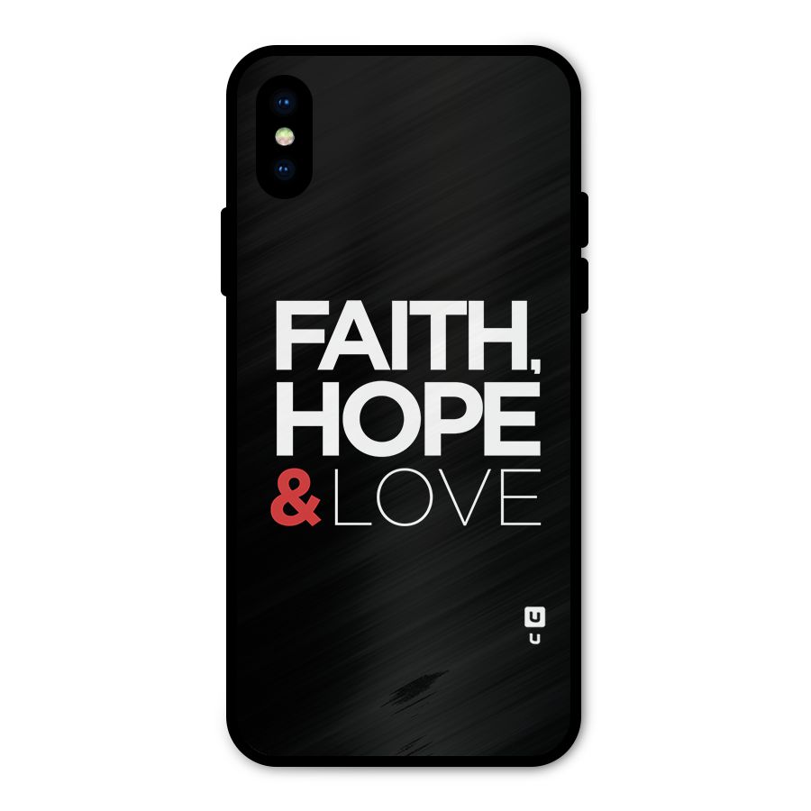 Faith Hope and Love Typography Metal Back Case for iPhone X