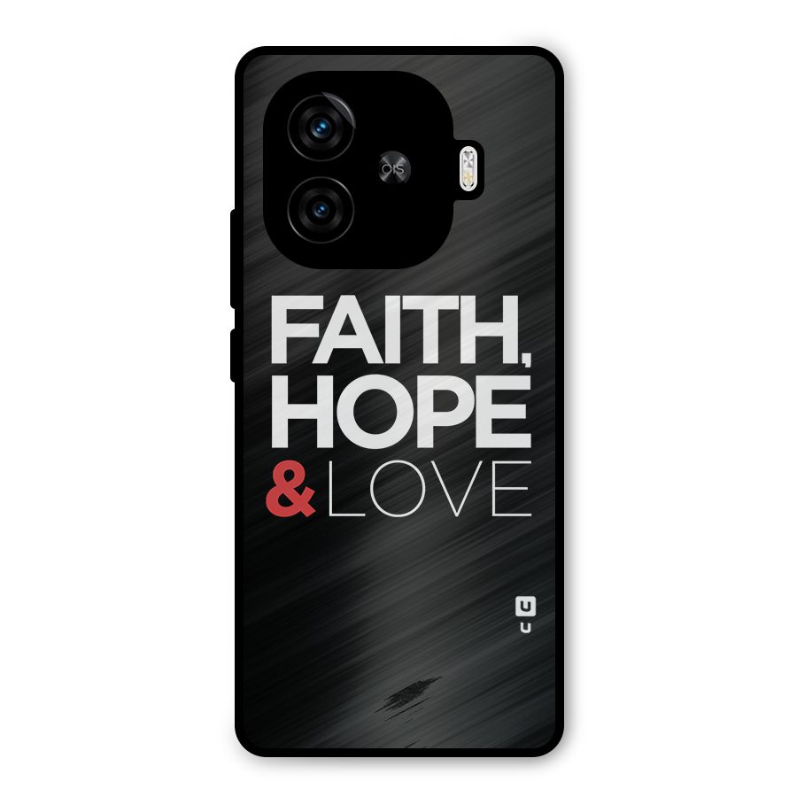 Faith Hope and Love Typography Metal Back Case for iQOO Z9 Turbo