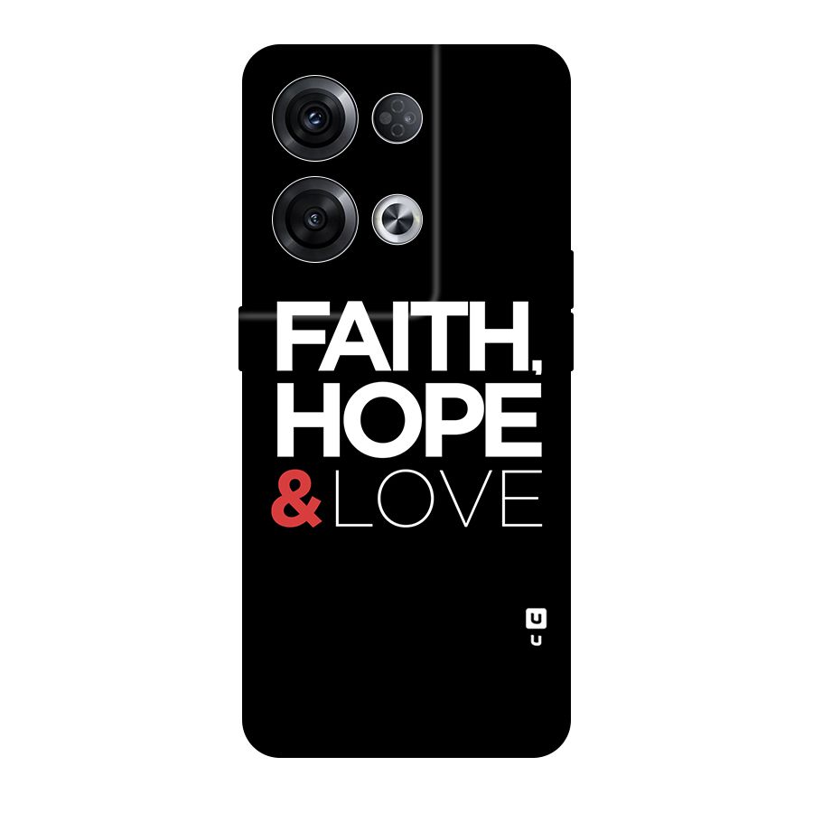 Faith Hope and Love Typography Original Polycarbonate Back Case for Oppo Reno8 Pro 5G