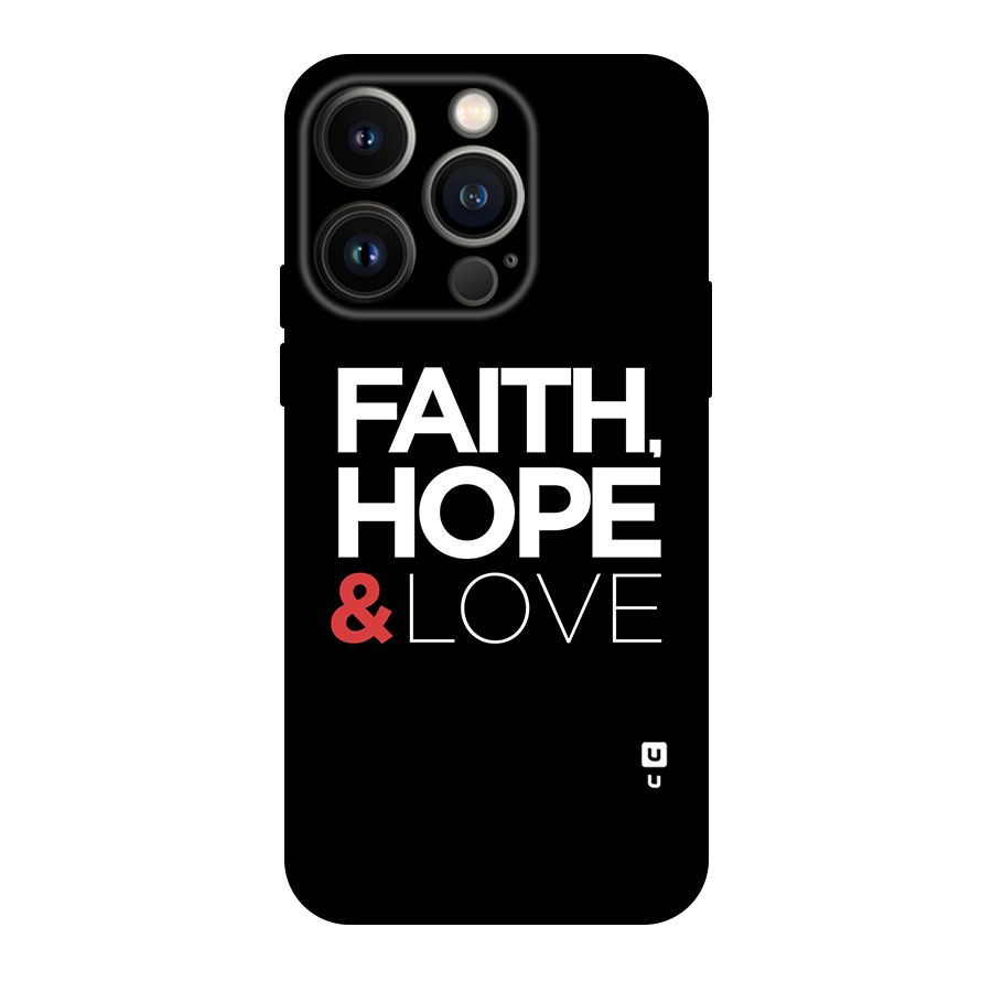 Faith Hope and Love Typography Original Polycarbonate Back Case for iPhone 14 Pro