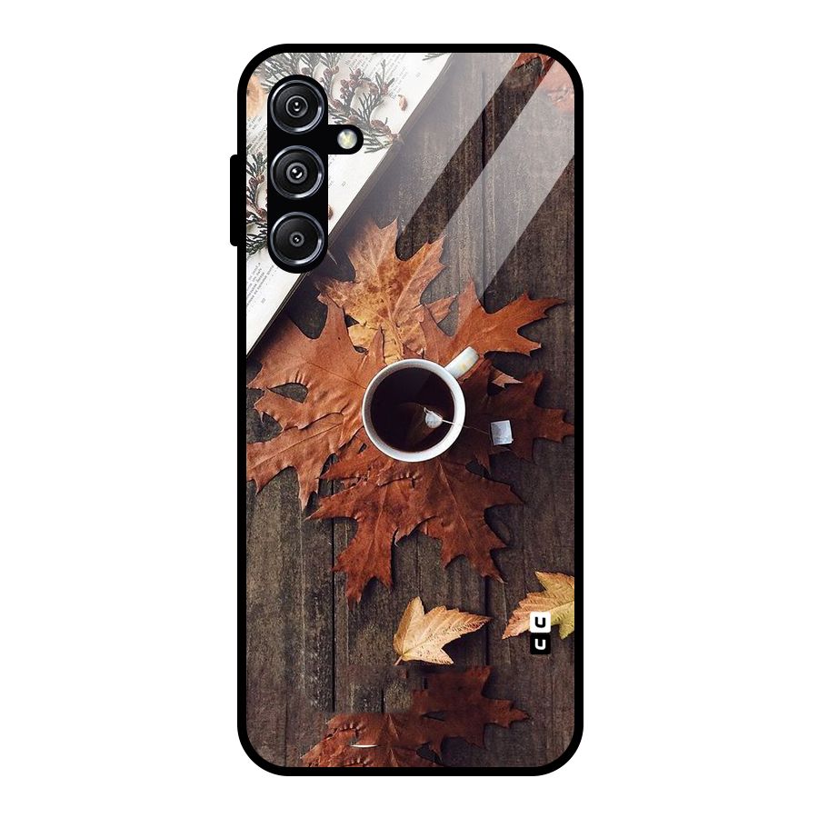 Fall Leaf Coffee Glass Back Case for Galaxy M34 5G