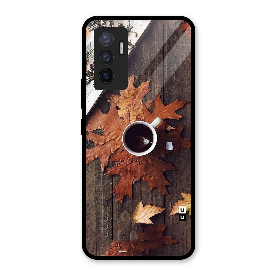Fall Leaf Coffee Glass Back Case for Vivo V23e