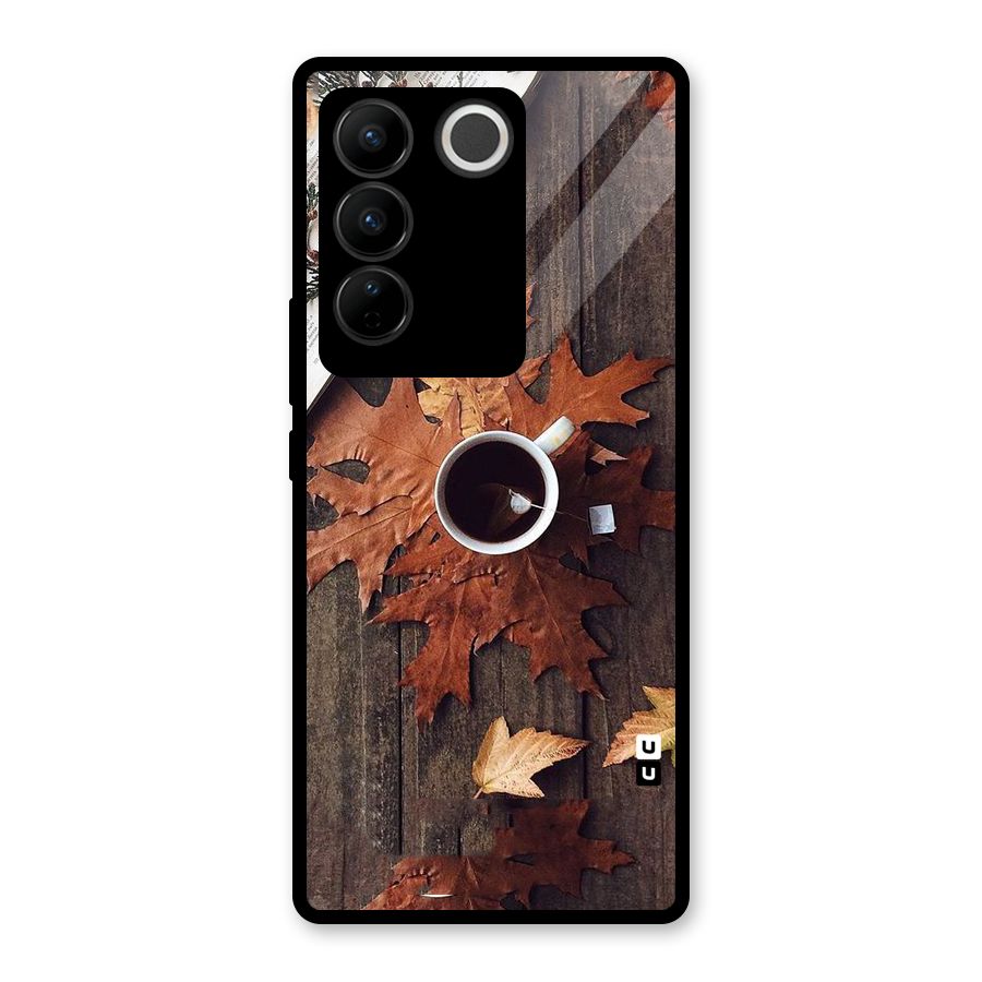 Fall Leaf Coffee Glass Back Case for Vivo V27