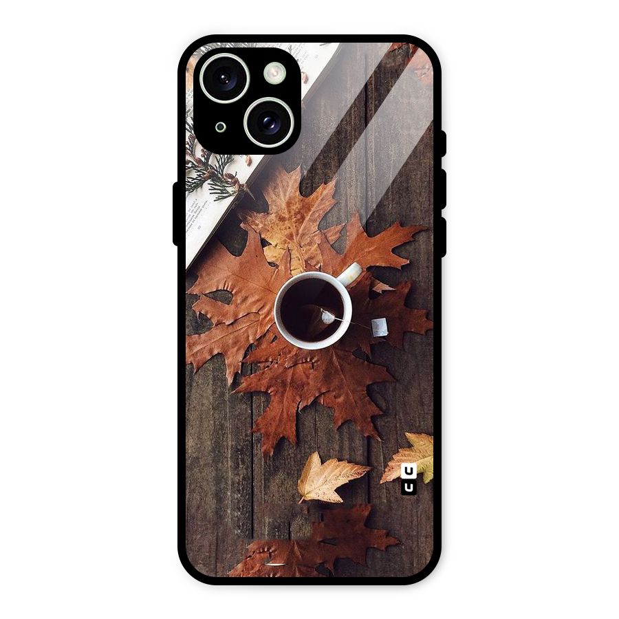 Fall Leaf Coffee Glass Back Case for iPhone 15 Plus