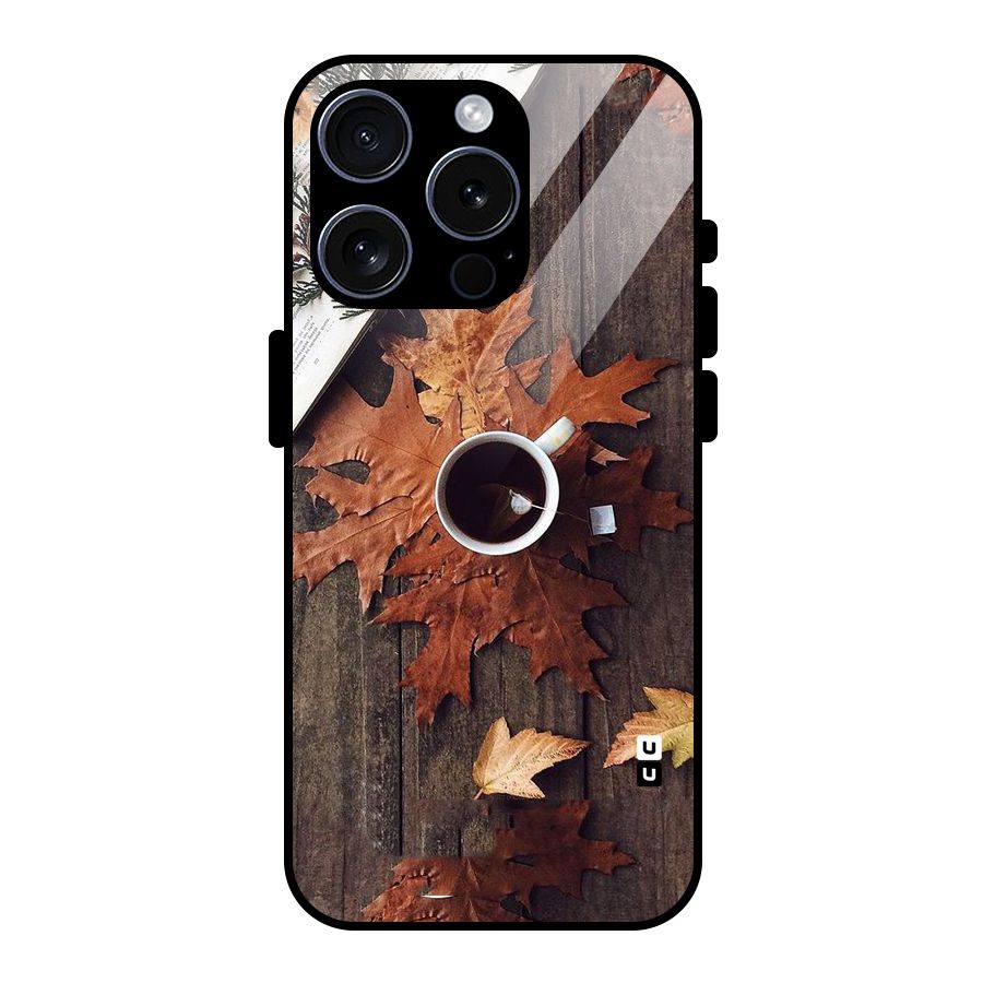Fall Leaf Coffee Glass Back Case for iPhone 15 Pro