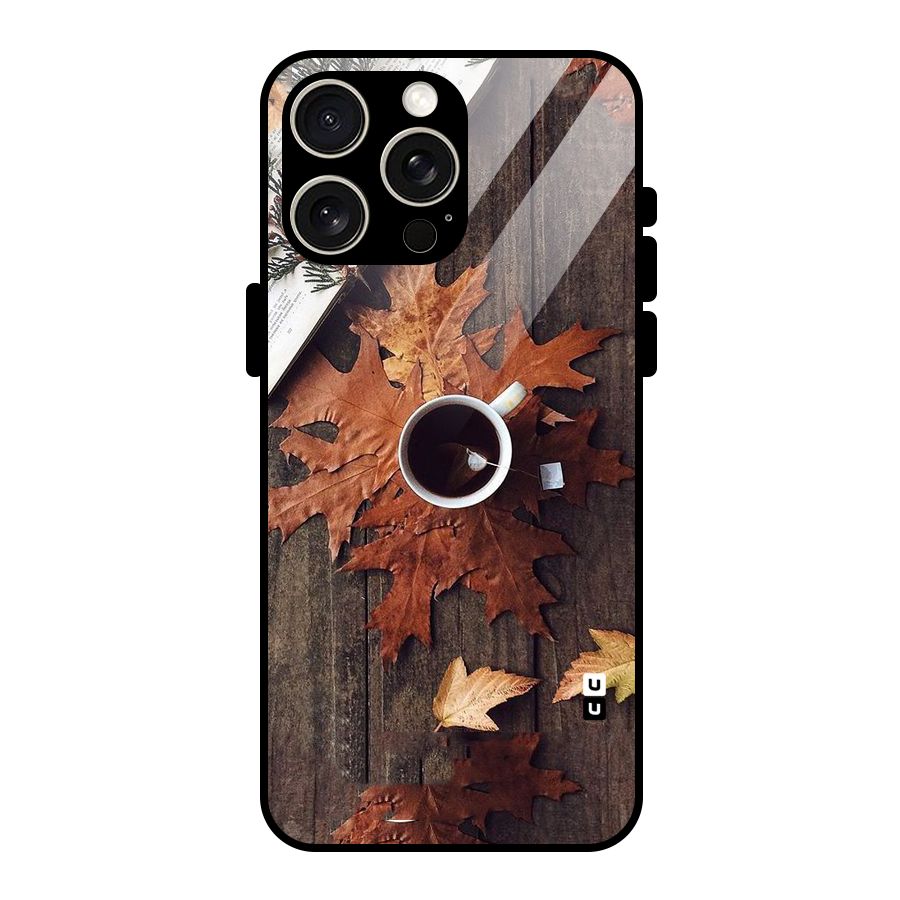 Fall Leaf Coffee Glass Back Case for iPhone 15 Pro Max