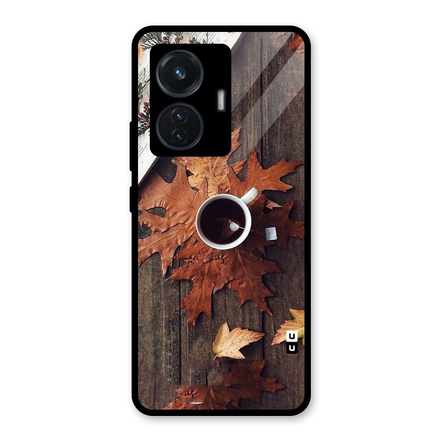 Fall Leaf Coffee Glass Back Case for iQOO Z6 44W