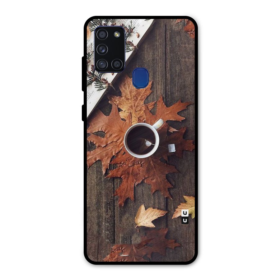 Fall Leaf Coffee Metal Back Case for Galaxy A21s