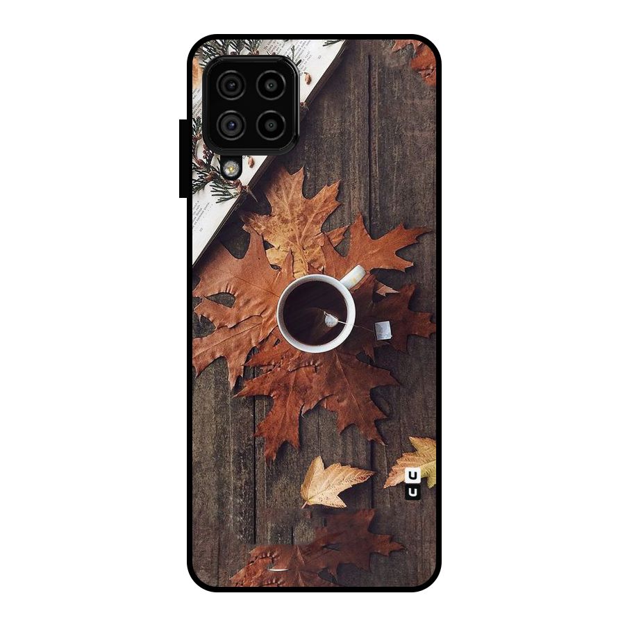 Fall Leaf Coffee Metal Back Case for Galaxy A22 4G