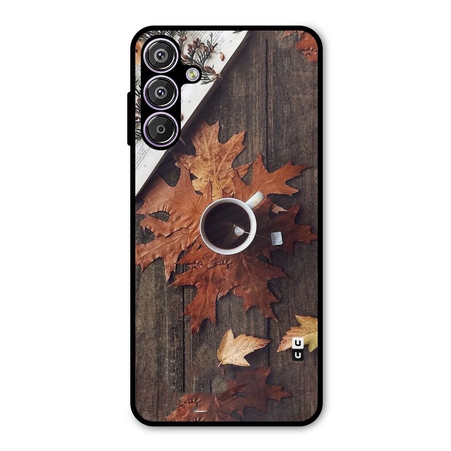 Fall Leaf Coffee Metal Back Case for Galaxy M15