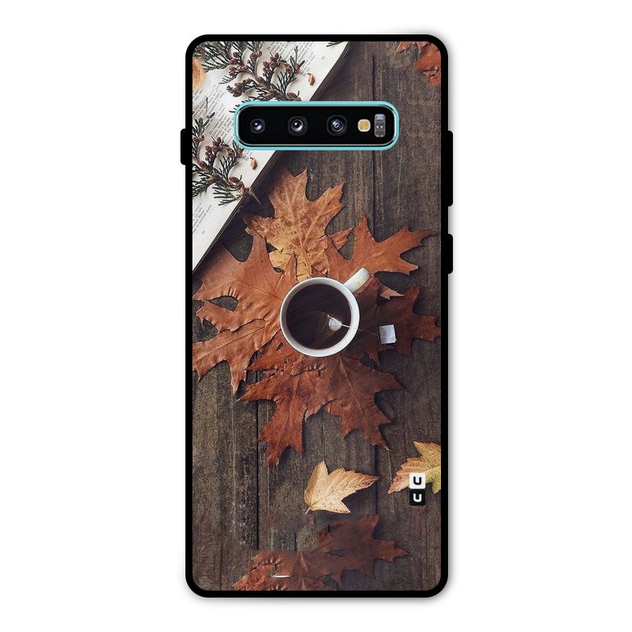 Fall Leaf Coffee Metal Back Case for Galaxy S10 Plus