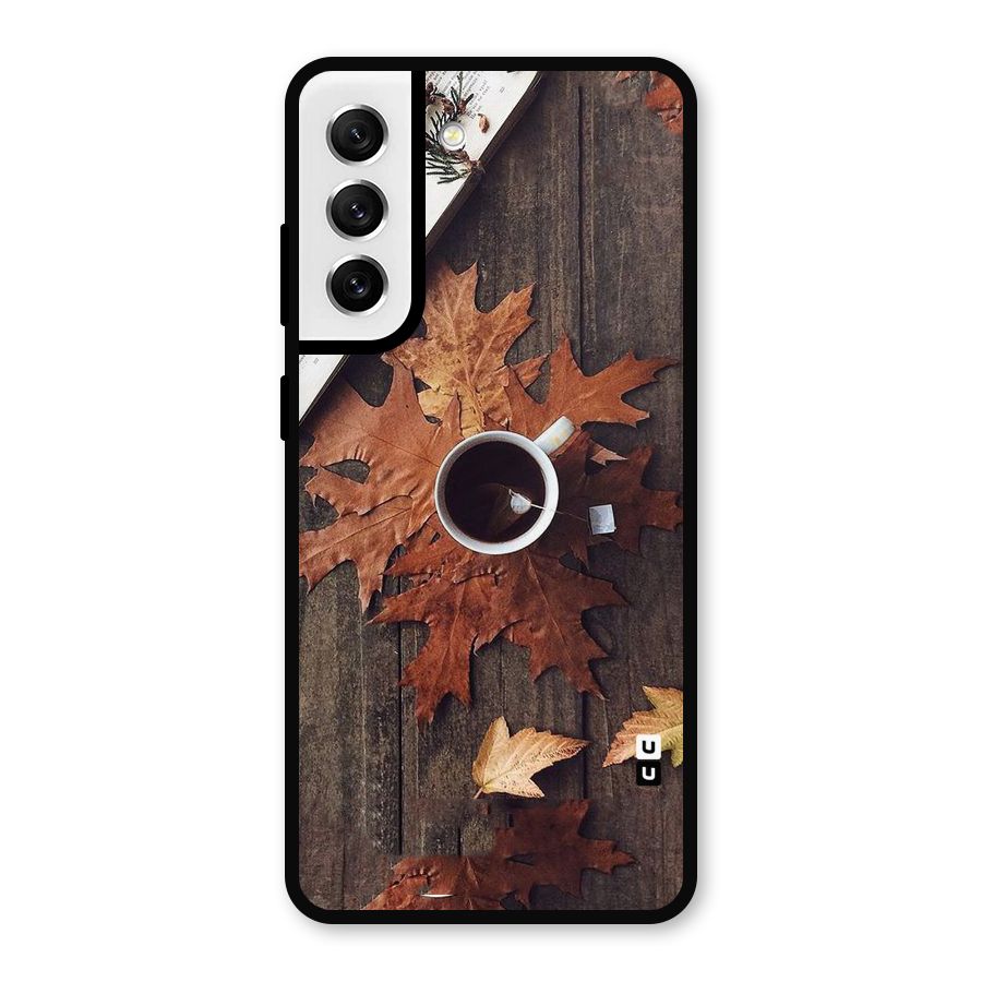 Fall Leaf Coffee Metal Back Case for Galaxy S21 FE 5G