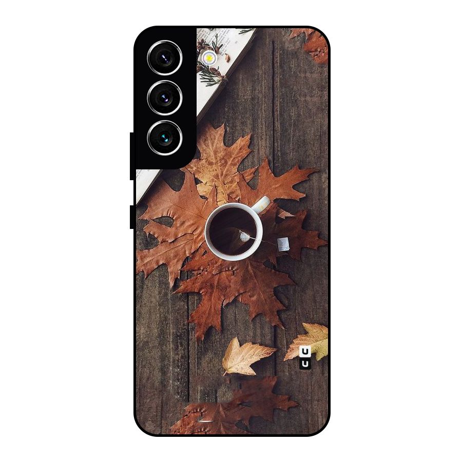 Fall Leaf Coffee Metal Back Case for Galaxy S22 5G