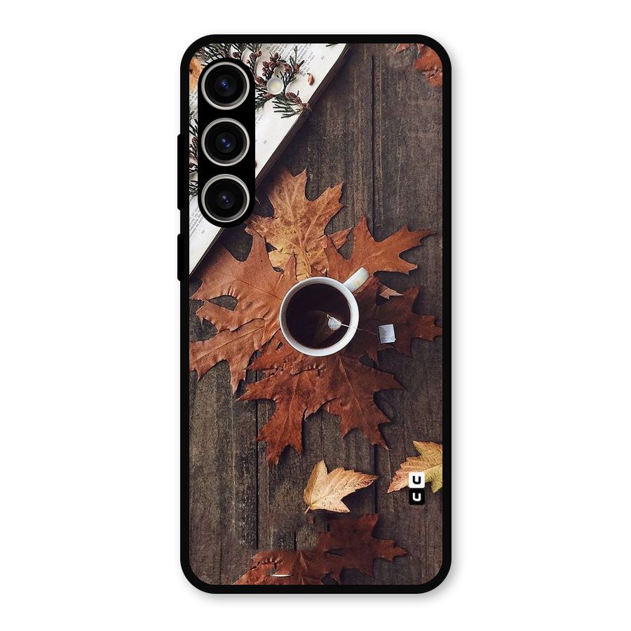 Fall Leaf Coffee Metal Back Case for Galaxy S23 Plus