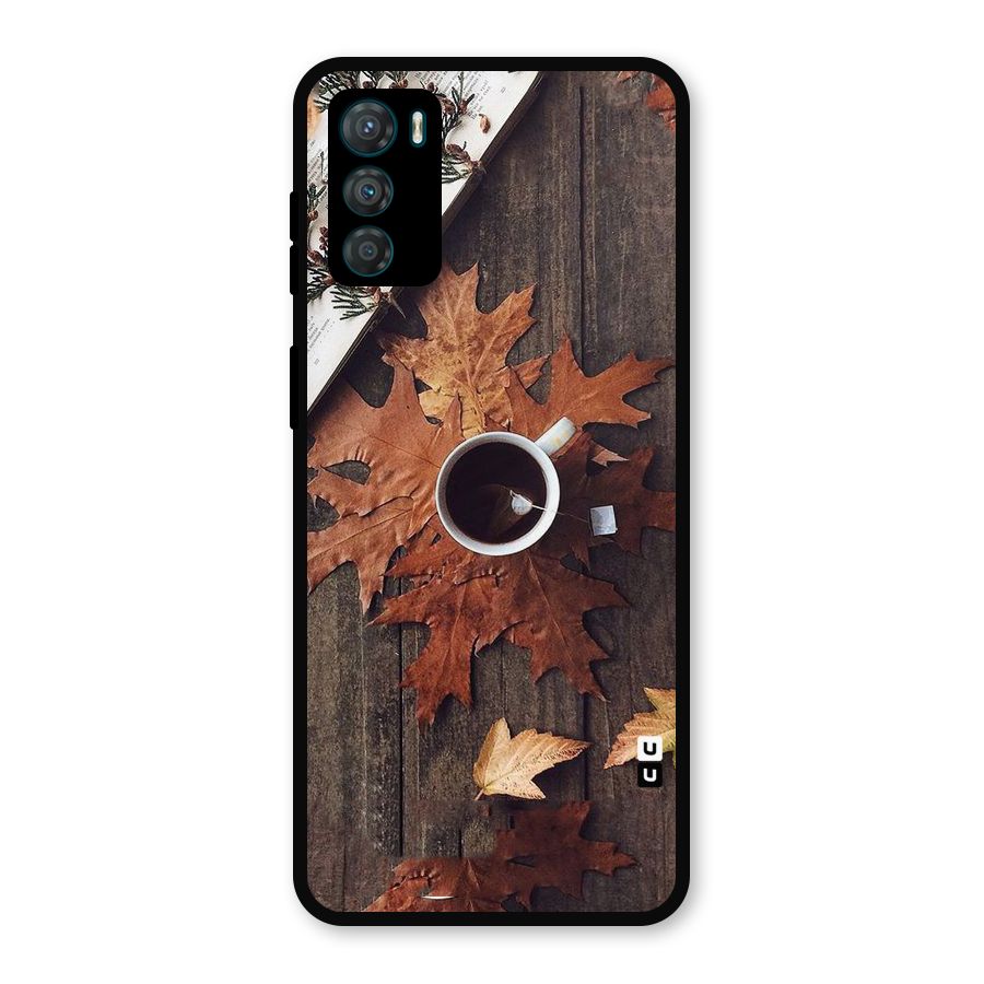 Fall Leaf Coffee Metal Back Case for Moto G42