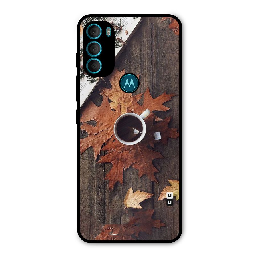 Fall Leaf Coffee Metal Back Case for Moto G71 5G