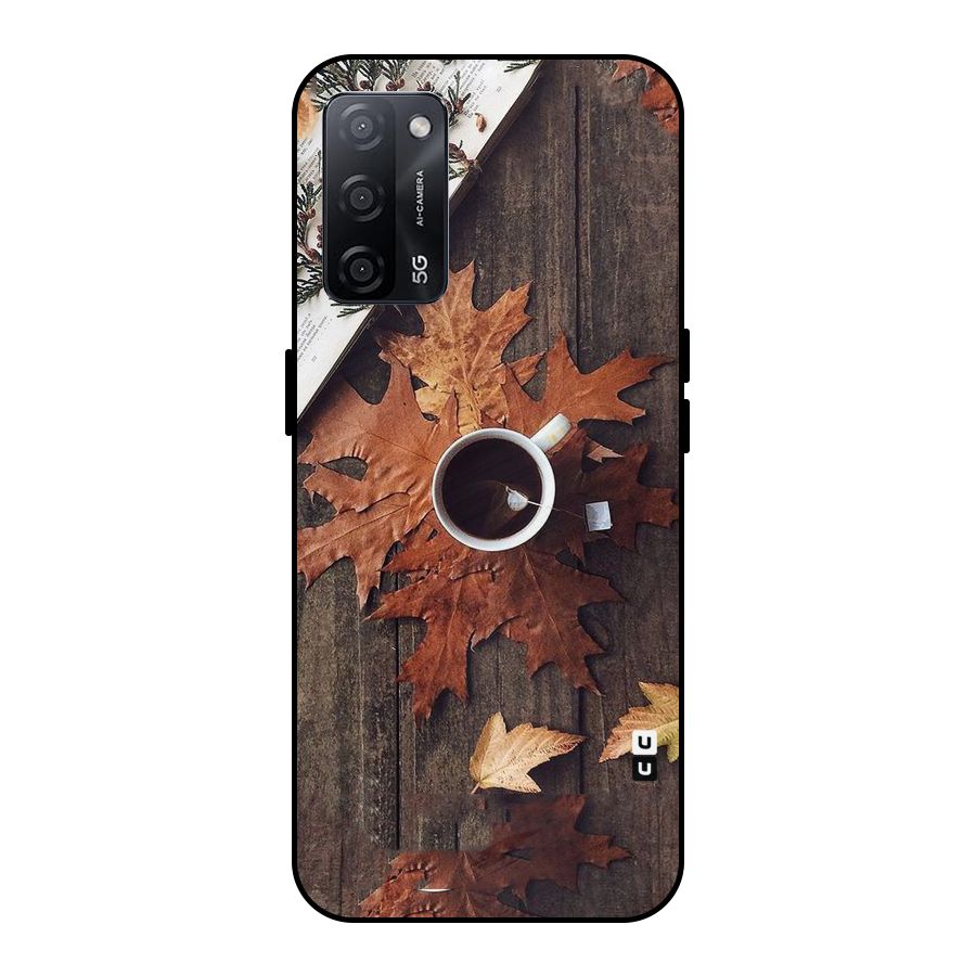 Fall Leaf Coffee Metal Back Case for Oppo A53s 5G
